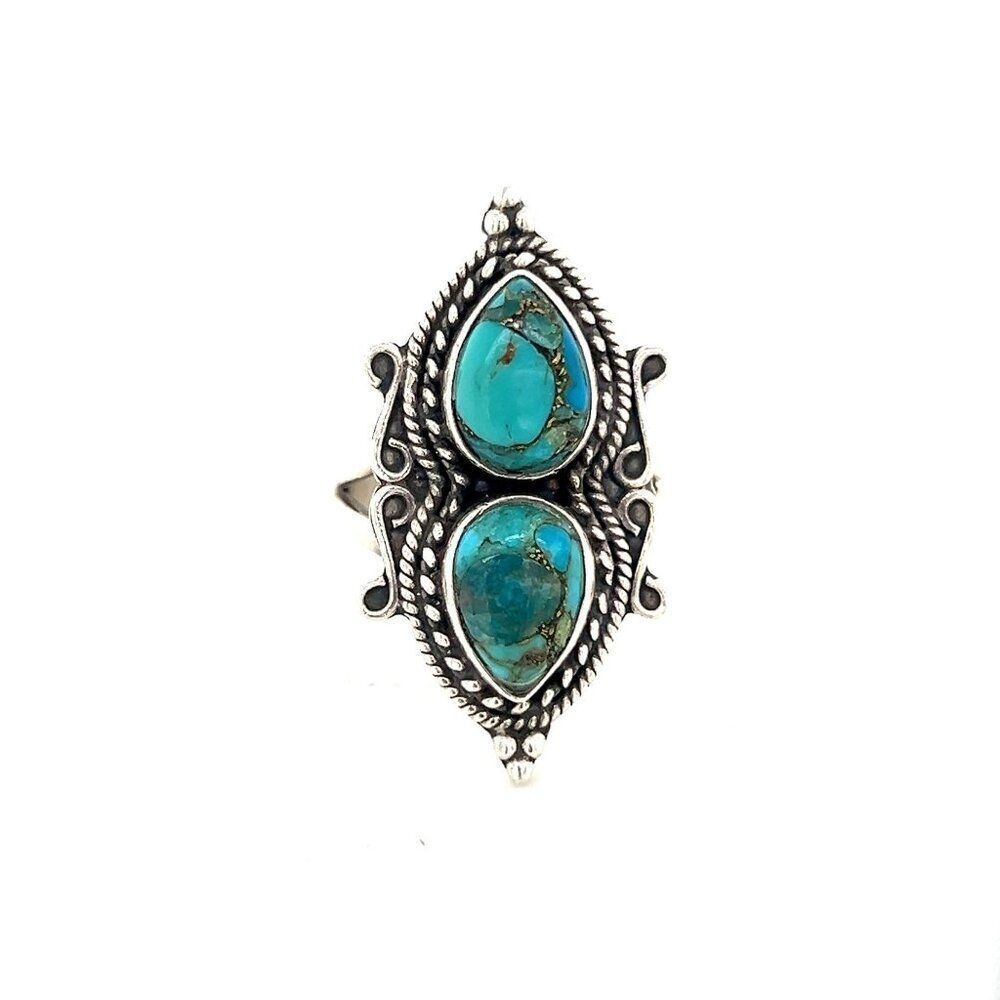Silver 925 2-Turquoise Ring‎